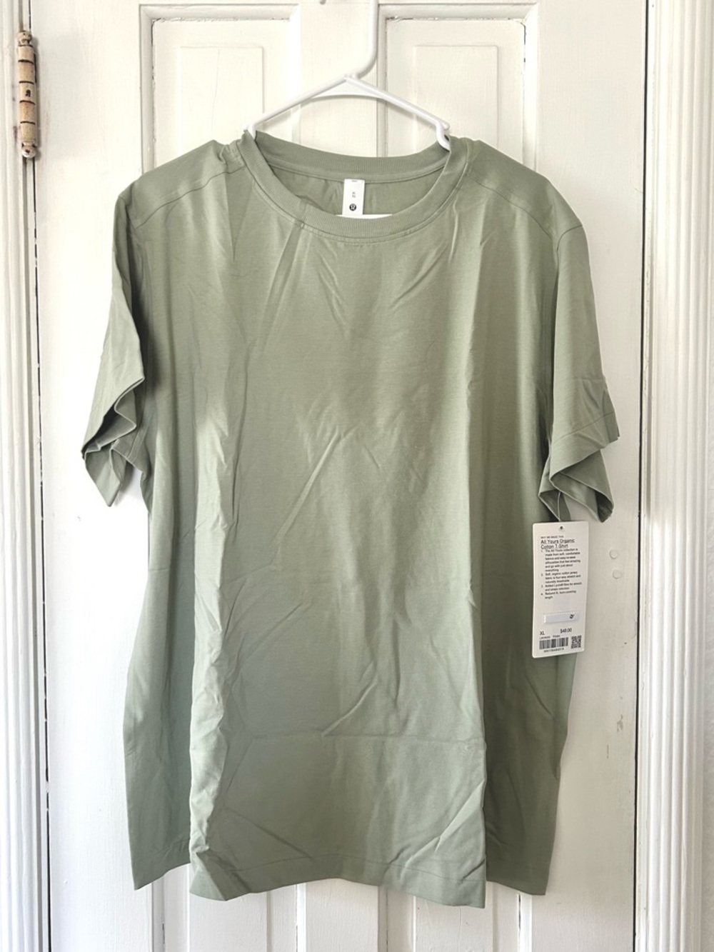 NWT Lululemon All Yours Organic Cotton T-Shirt in Fog Green size XL